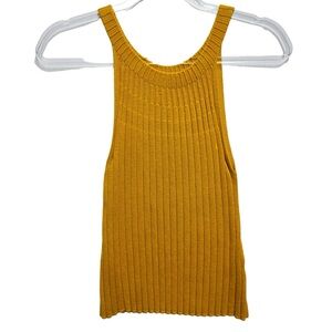 Anthro Linen Thick Ribbed Knit Halter Sweater